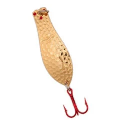 Yellow Bird - Premium Doctor Spoon With Red LazerSharp Hooks In (PM402) Hammered Gold - 4.5" 1 3/16oz